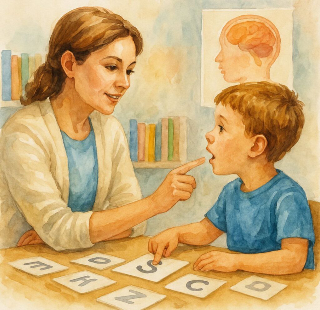 Speech therapy session for a child with developmental language disorder in Dubai
