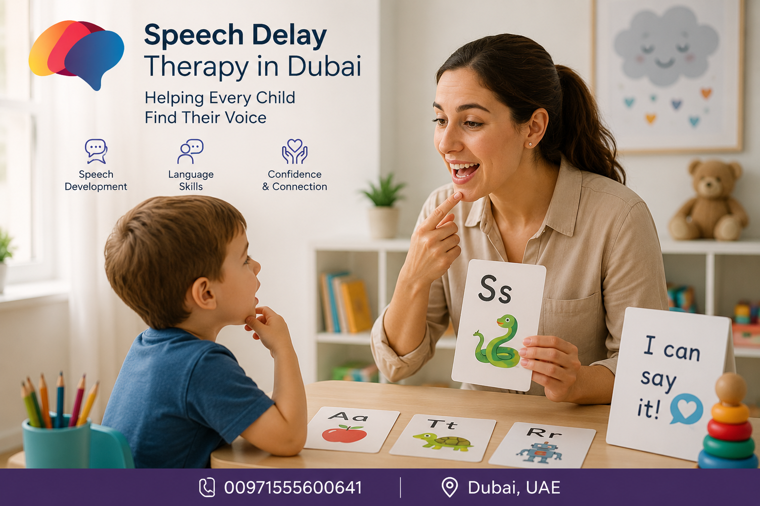 Speech delay therapy in Dubai for children with a speech therapist